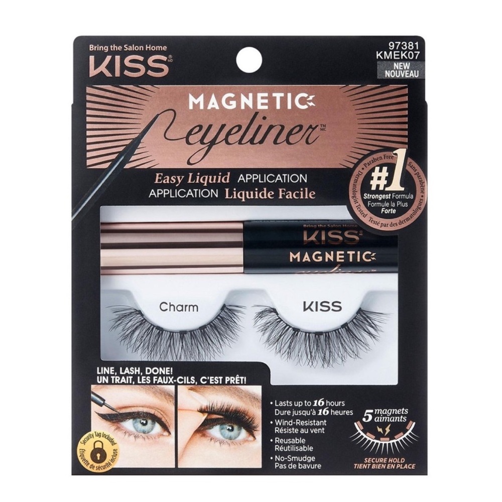 KISS Magnetic Eyeliner Charm Kit Lashes Black